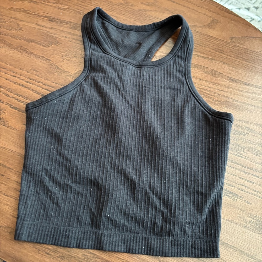 Lululemon Black Ribbed Women's Street to Ebb Tank in Size 4